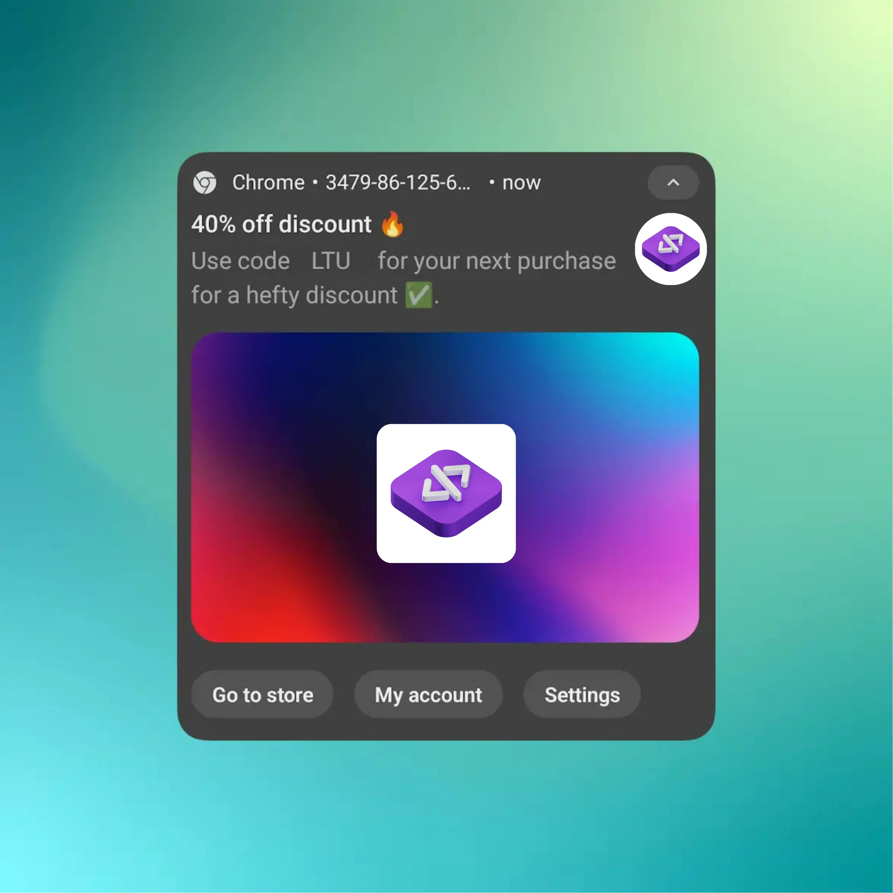 Screenshot of the app sending web push notifications